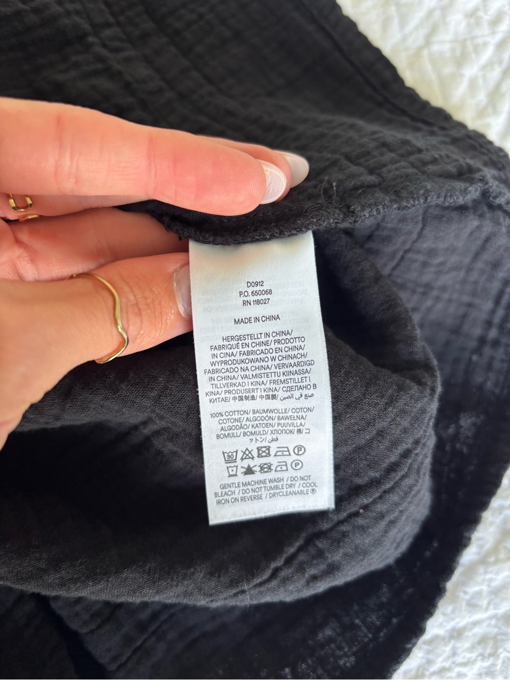 Boden 100% Cotton Black V-Neck Textured Empire Waist Dress | US 8L - Picture 9 of 12